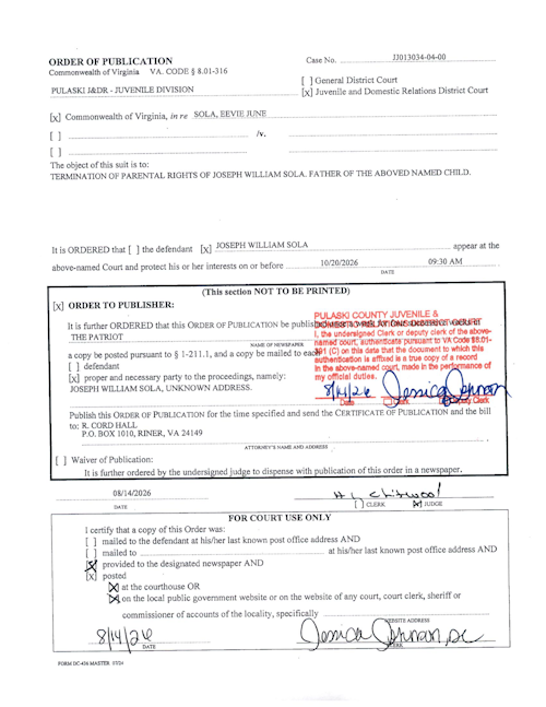 Order of Publication